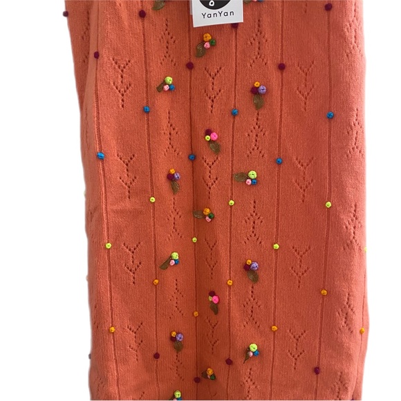 YanYan Rosie Rosebud Lambswool Sweater Dress In Soft Pink small nwt - Picture 5 of 8